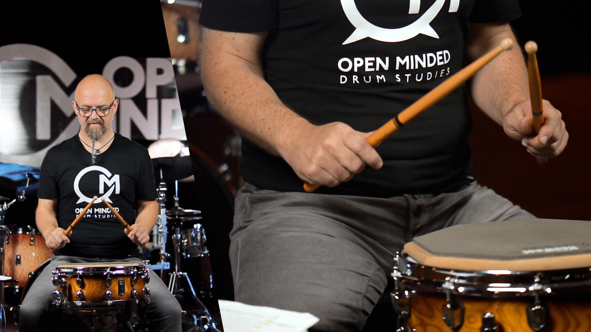 Online drum studies teacher, Claus Hessler showing drumming hand technique. Moeller technique. How to hold the stick?